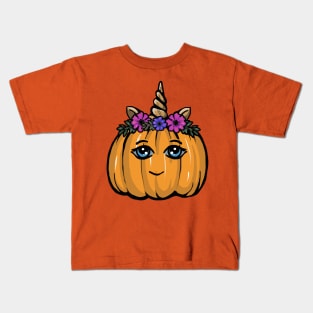 Cute Halloween Pumpkin Unicorn Kids T-Shirt